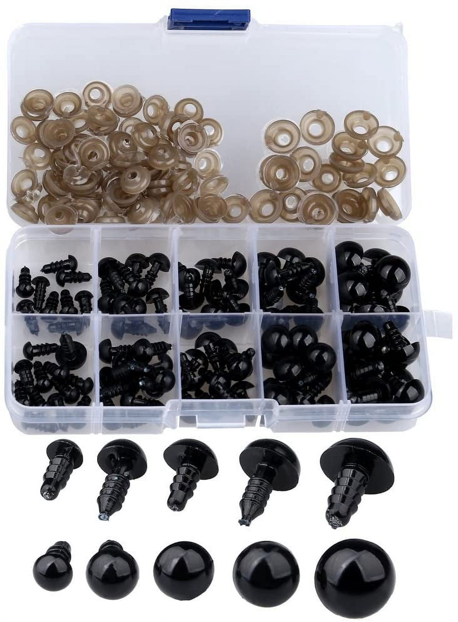 200 pcs 6-12 mm Plastic Safety Eyes, Black Safety Eyes Doll Making with  Washer for Toy Making DIY Crafts 